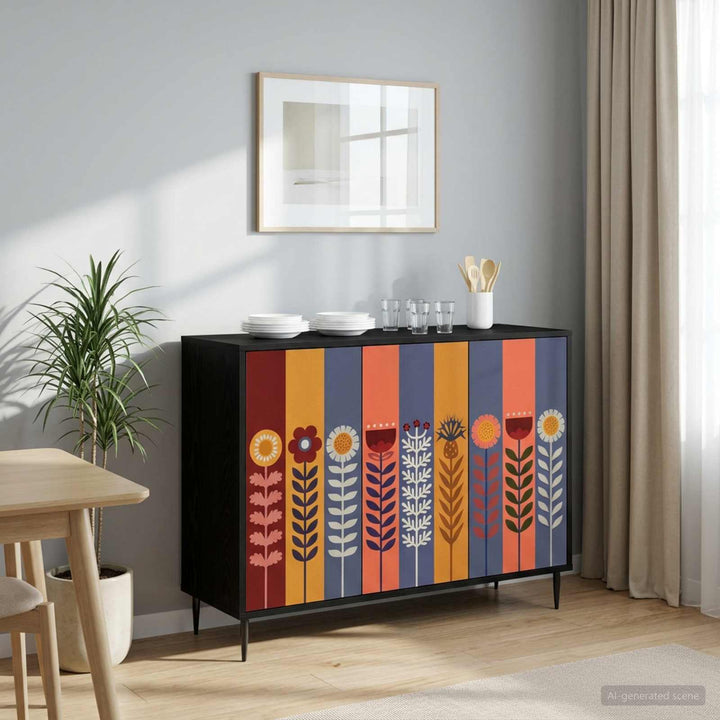 Sideboard ESSEN Sort eg 102 x 33 x 76 cm Konstrueret træ