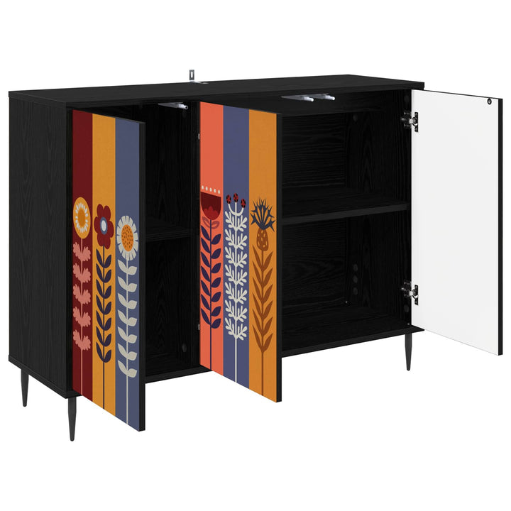 Sideboard ESSEN Sort eg 102 x 33 x 76 cm Konstrueret træ