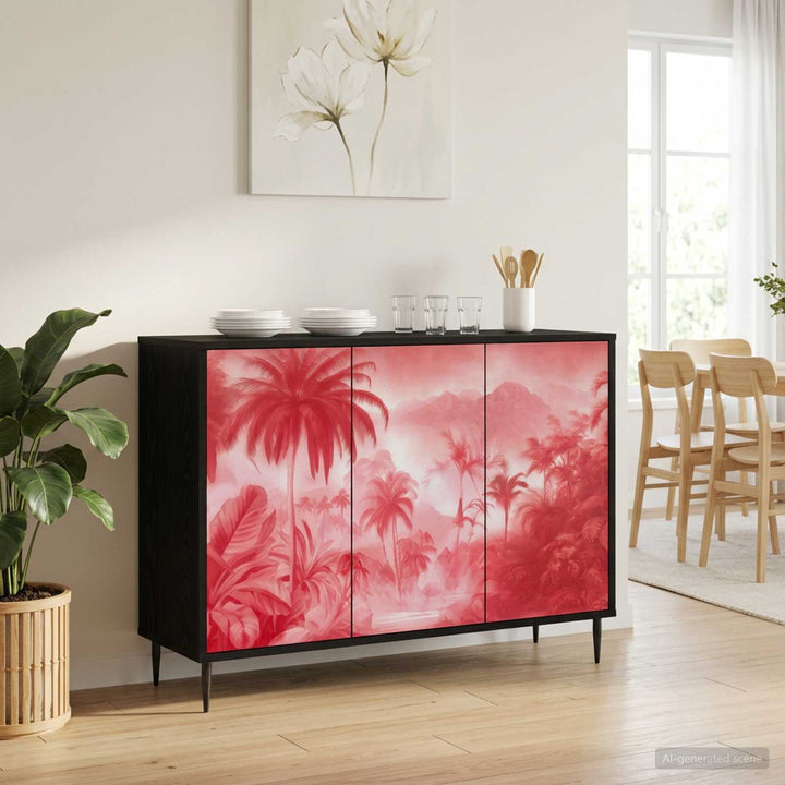 Sideboard AACHEN Sort eg 102 x 33 x 76 cm Konstrueret træ