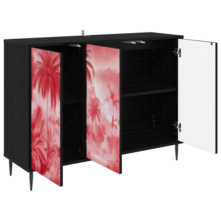 Sideboard AACHEN Sort eg 102 x 33 x 76 cm Konstrueret træ