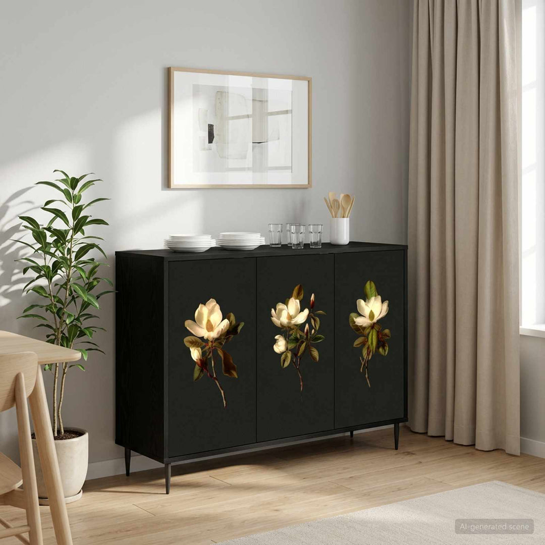 Sideboard BREMEN Sort eg 102 x 33 x 76 cm Konstrueret træ