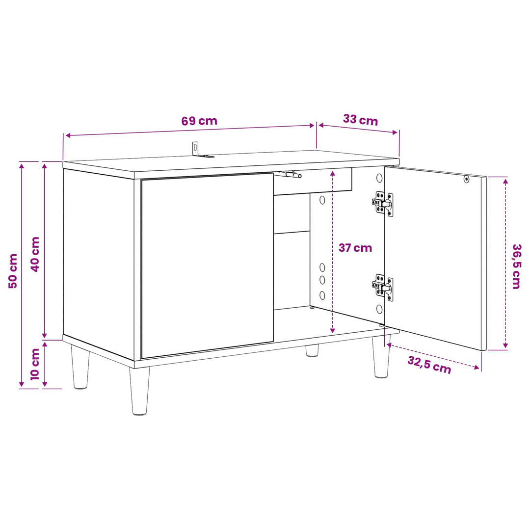 TV-skab ELBURG 69 x 33 x 50 cm Sonoma-eg Konstrueret træ
