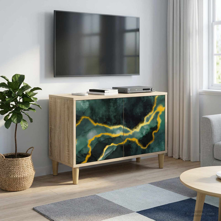 TV-skab WIJHE 69 x 33 x 50 cm Sonoma-eg Konstrueret træ