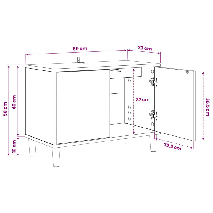 TV-skab ZAANDAM 69 x 33 x 50 cm Sonoma-eg Konstrueret træ