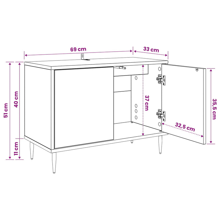 TV-skab RAALTE 69 x 33 x 50,5 cm Sort eg Konstrueret træ