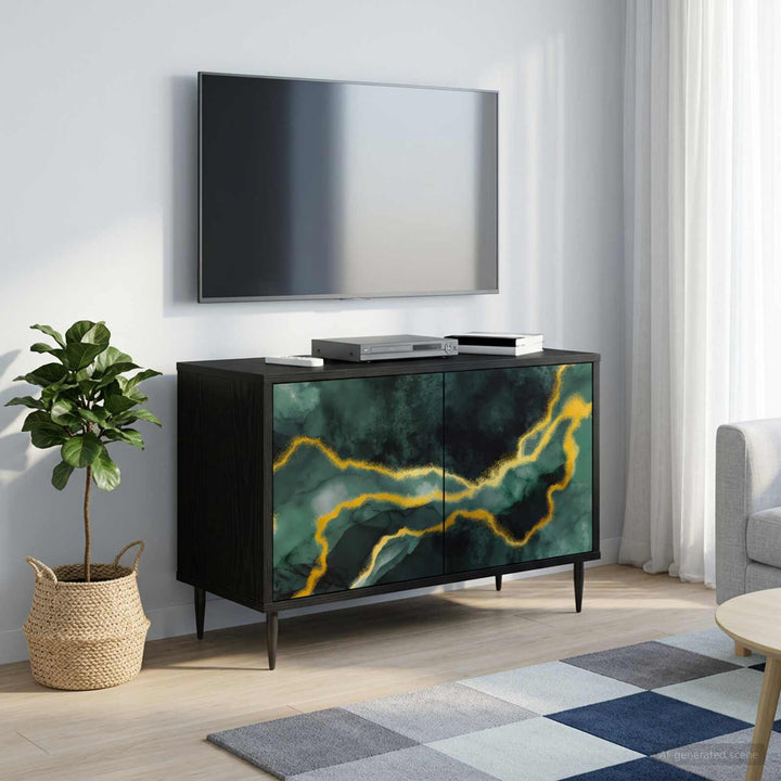 TV-skab WIJHE 69 x 33 x 50,5 cm Sort eg Konstrueret træ