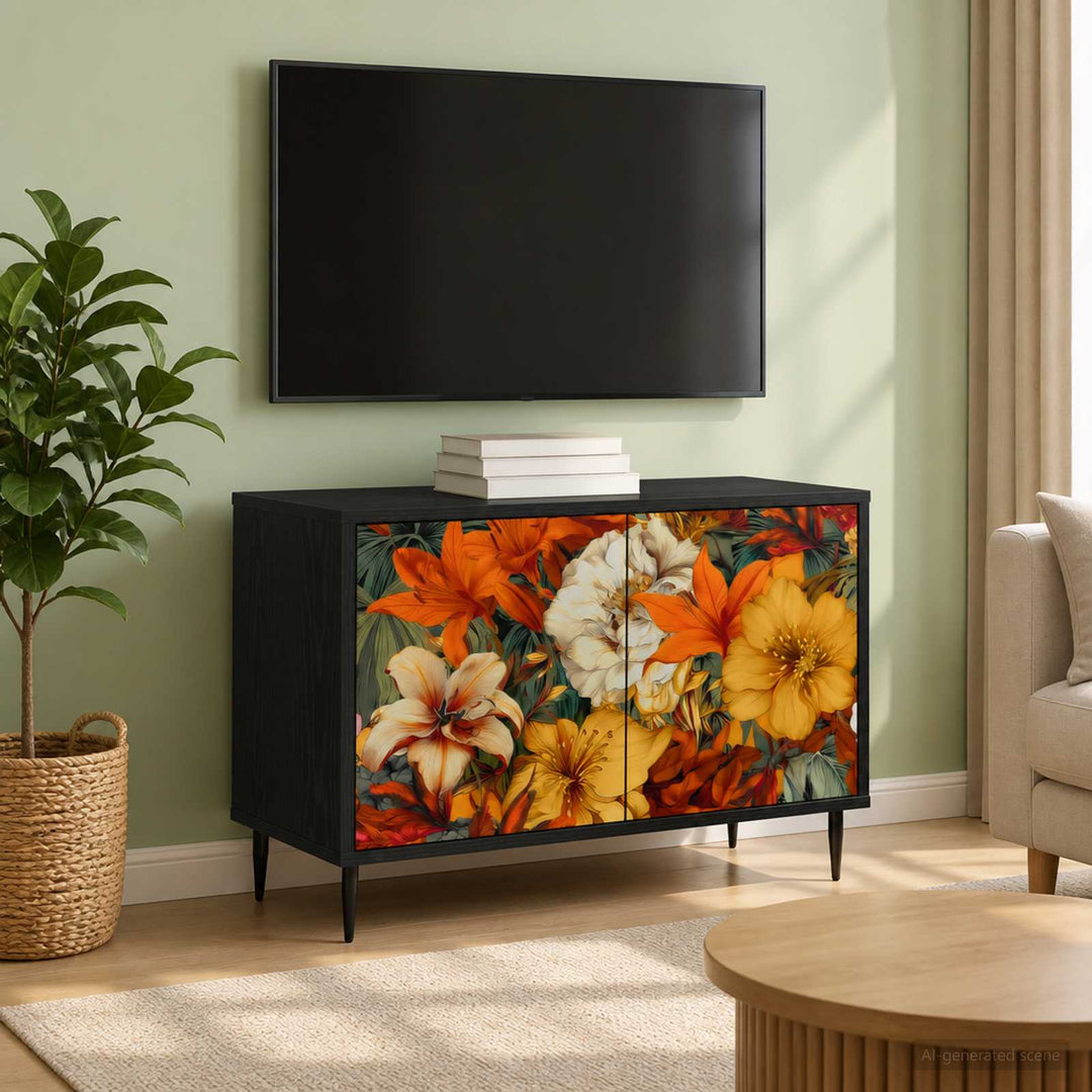 TV-skab GENNEP 69 x 33 x 50,5 cm Sort eg Konstrueret træ