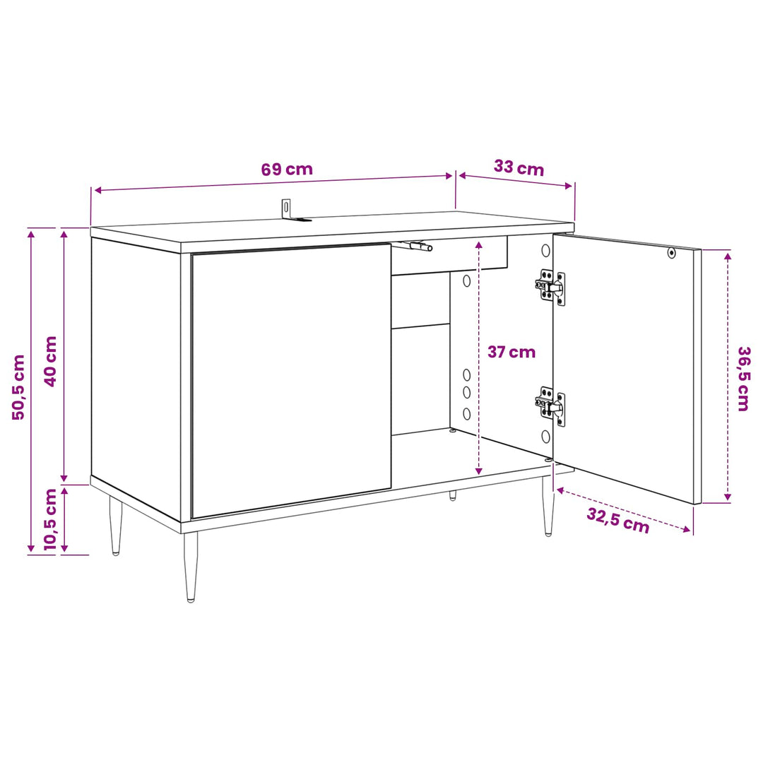 TV-skab KIEL 69 x 33 x 50,5 cm Sort eg Konstrueret træ