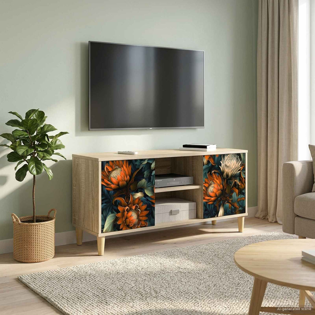 TV-skab LOCHEM 102 x 33 x 50 cm Sonoma-eg Konstrueret træ