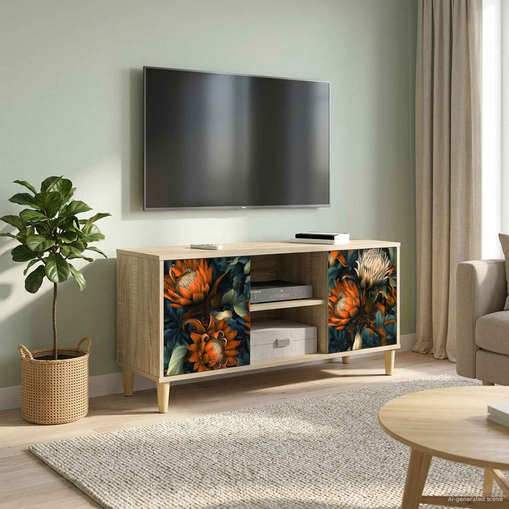 TV-skab LOCHEM 102 x 33 x 50 cm Sonoma-eg Konstrueret træ