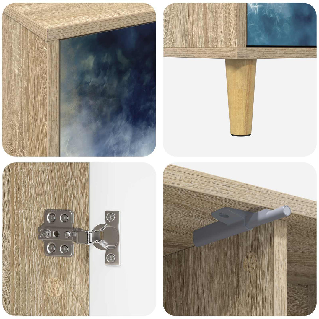 TV-skab RAALTE 102 x 33 x 50 cm Sonoma-eg Konstrueret træ
