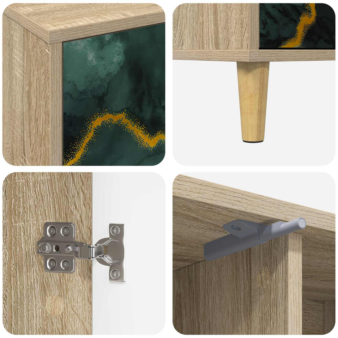 TV-skab WIJHE 102 x 33 x 50 cm Sonoma-eg Konstrueret træ