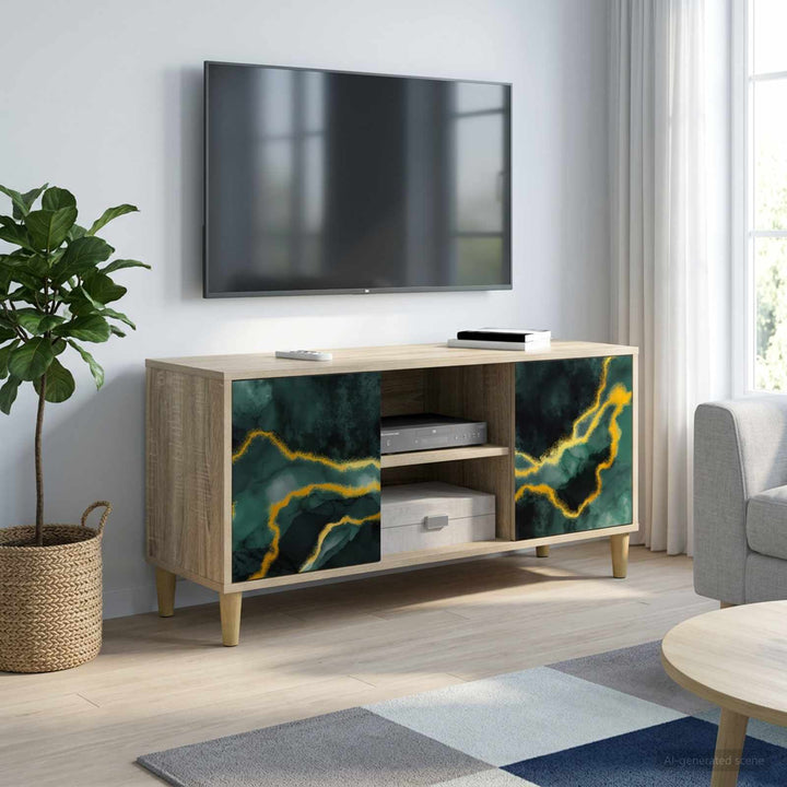 TV-skab WIJHE 102 x 33 x 50 cm Sonoma-eg Konstrueret træ