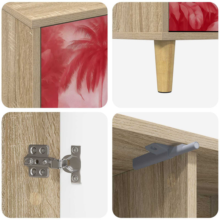 TV-skab AACHEN 102 x 33 x 50 cm Sonoma-eg Konstrueret træ