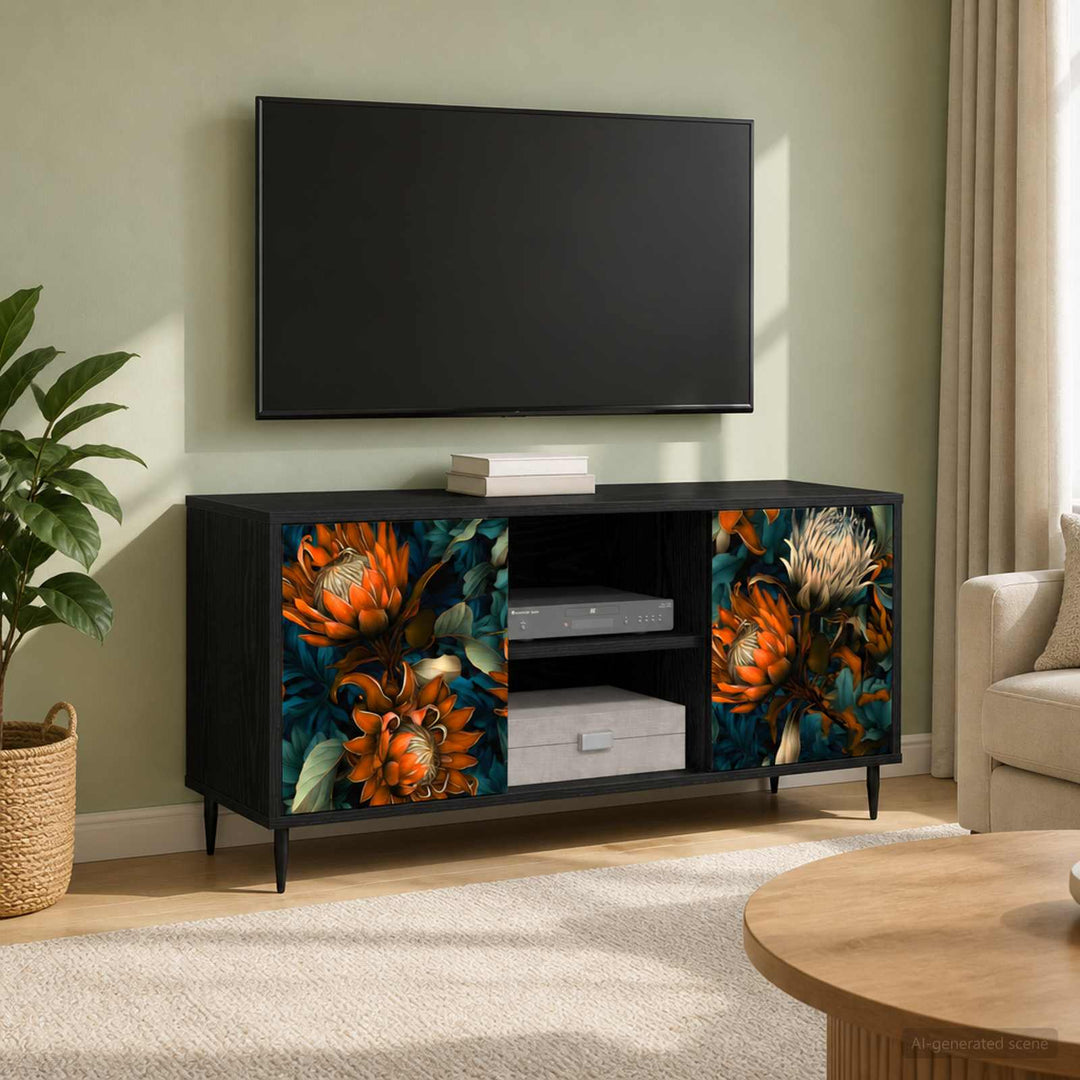 TV-skab LOCHEM 102 x 33 x 51 cm Sort eg Konstrueret træ