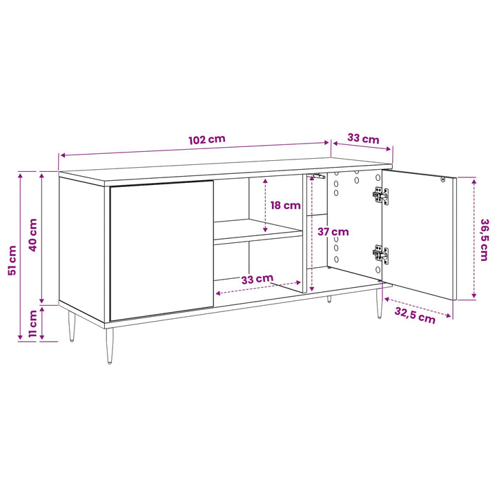 TV-skab RAALTE 102 x 33 x 51 cm Sort eg Konstrueret træ