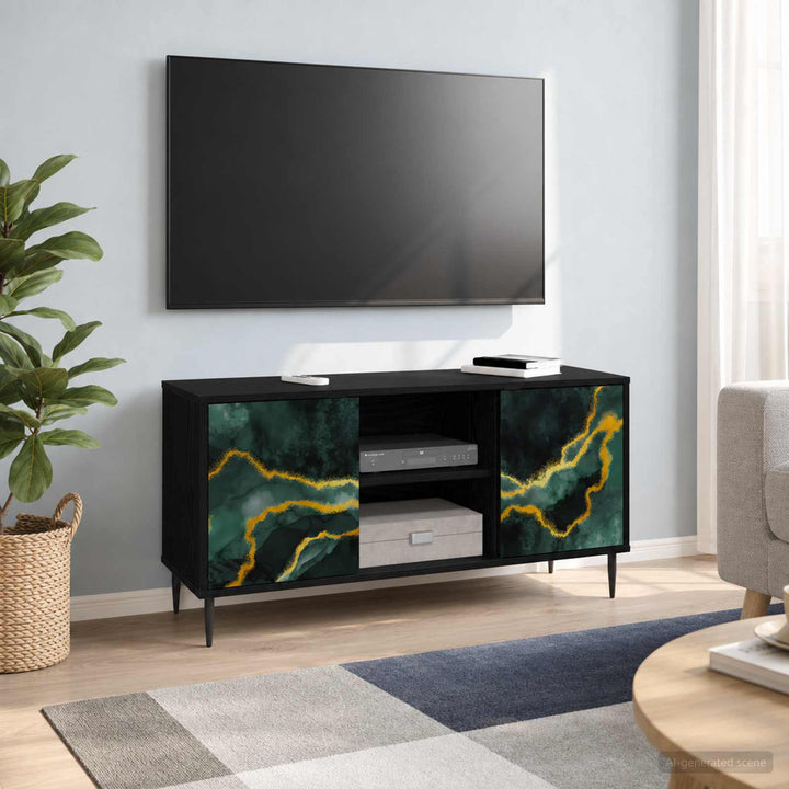 TV-skab WIJHE 102 x 33 x 51 cm Sort eg Konstrueret træ