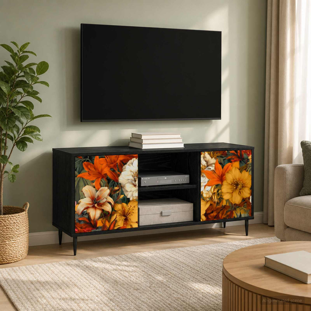 TV-skab GENNEP 102 x 33 x 51 cm Sort eg Konstrueret træ