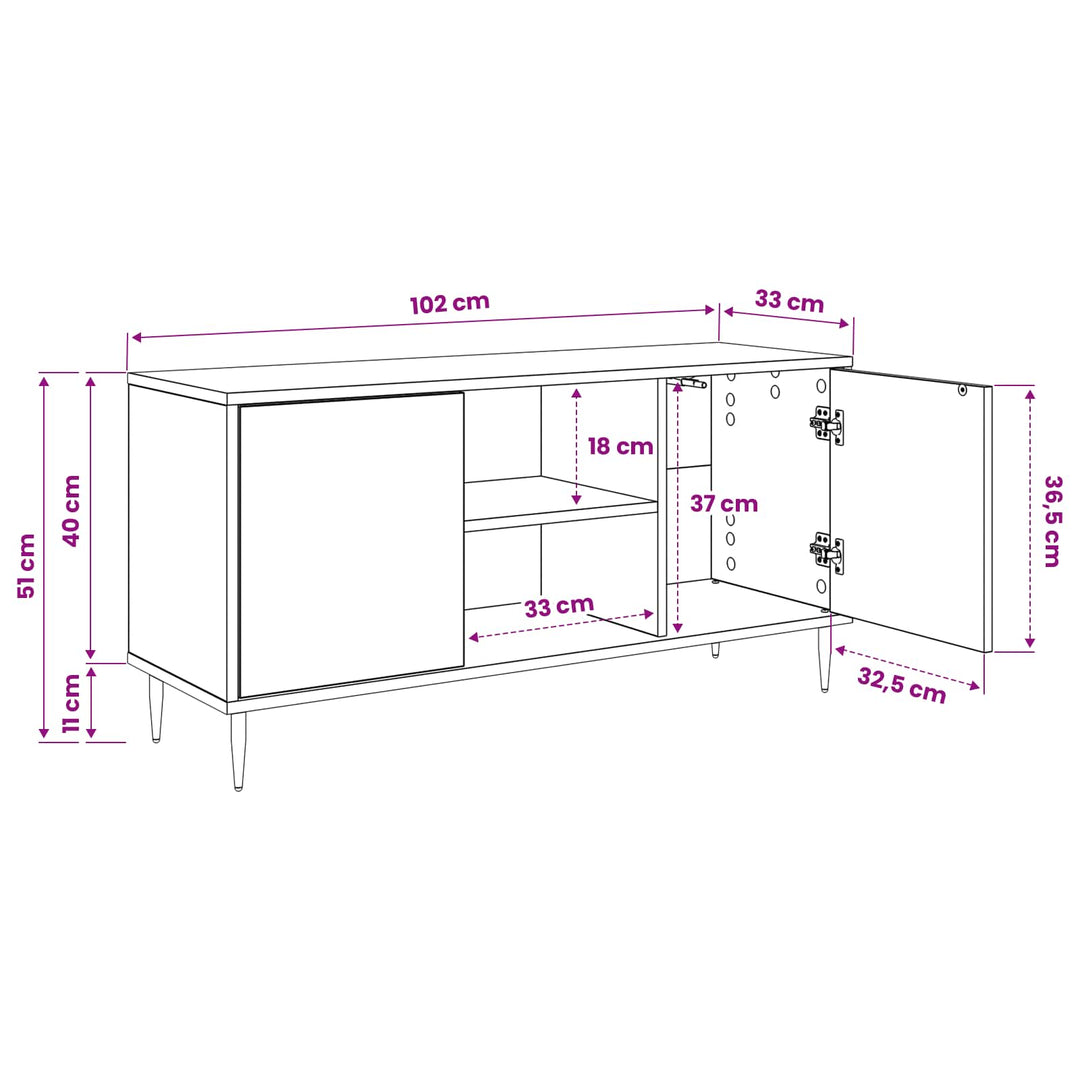 TV-skab DOKKUM 102 x 33 x 51 cm Sort eg Konstrueret træ