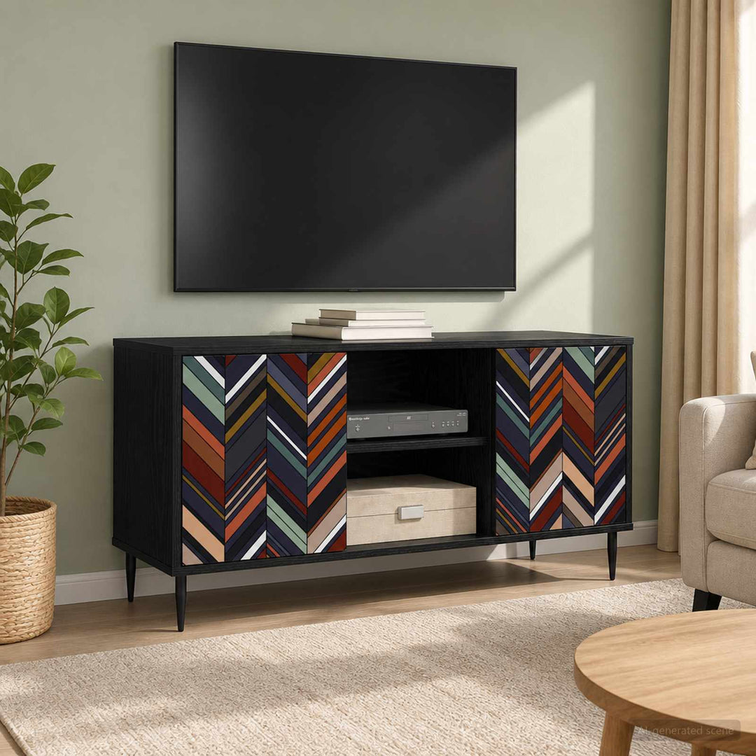 TV-skab OMMEN 102 x 33 x 51 cm Sort eg Konstrueret træ
