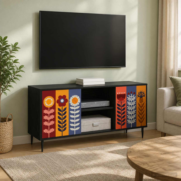 TV-skab ESSEN 102 x 33 x 51 cm Sort eg Konstrueret træ