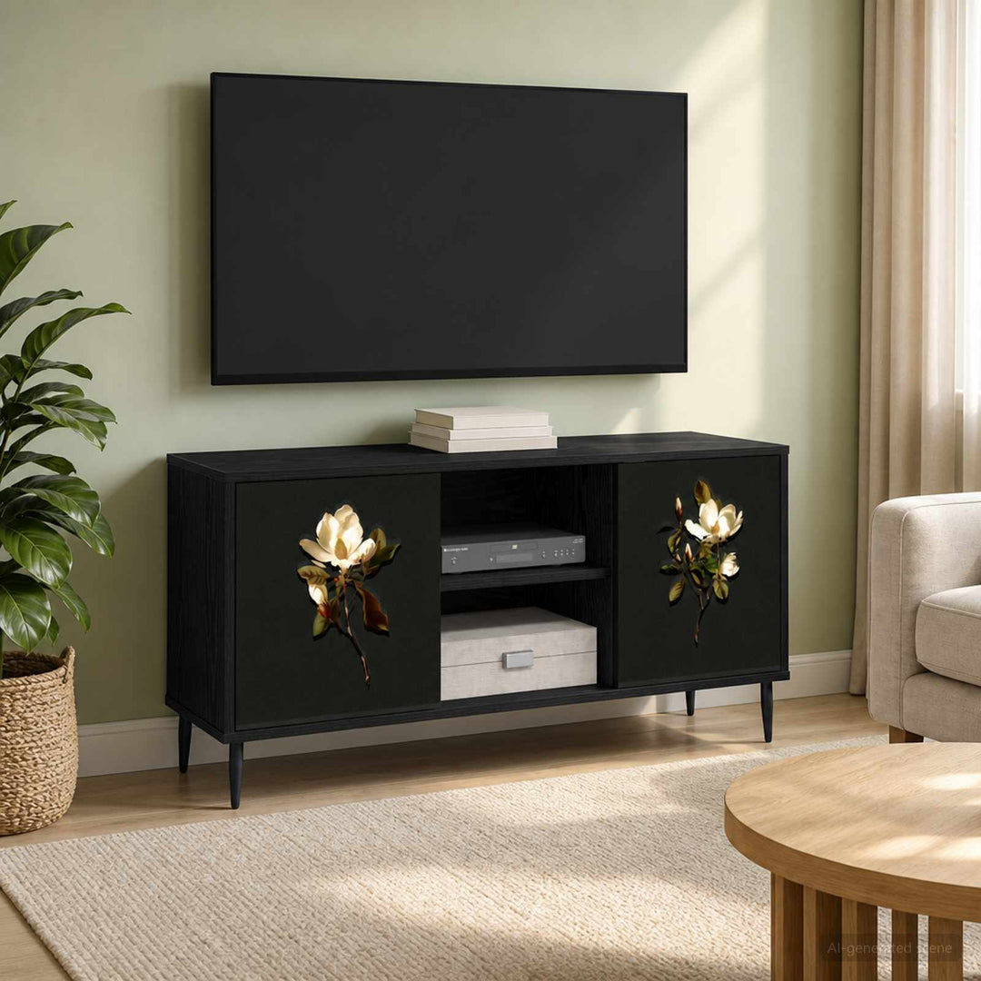 TV-skab BREMEN 102 x 33 x 51 cm Sort eg Konstrueret træ