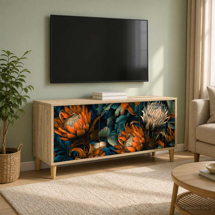 TV-skab LOCHEM 102 x 33 x 50 cm Sonoma-eg Konstrueret træ