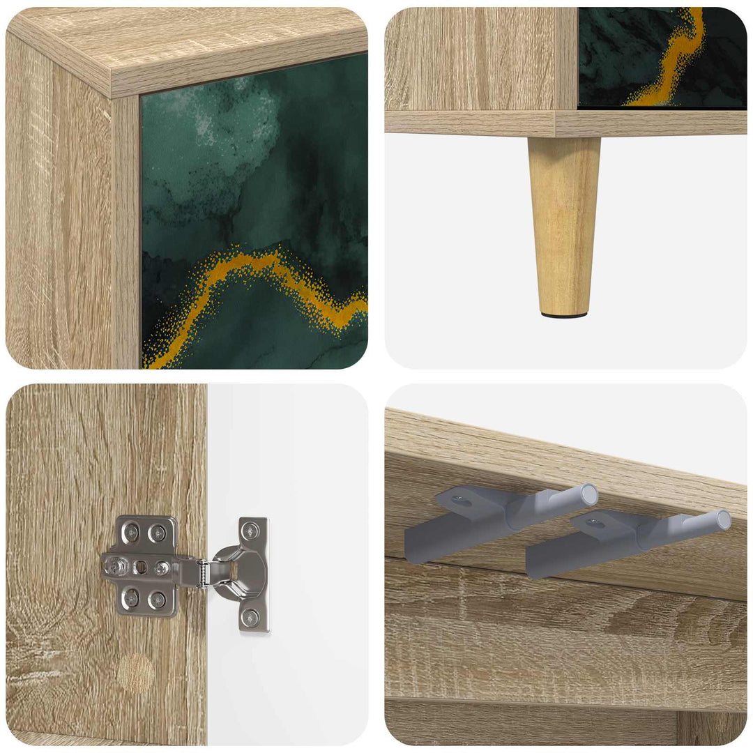 TV-skab WIJHE 102 x 33 x 50 cm Sonoma-eg Konstrueret træ