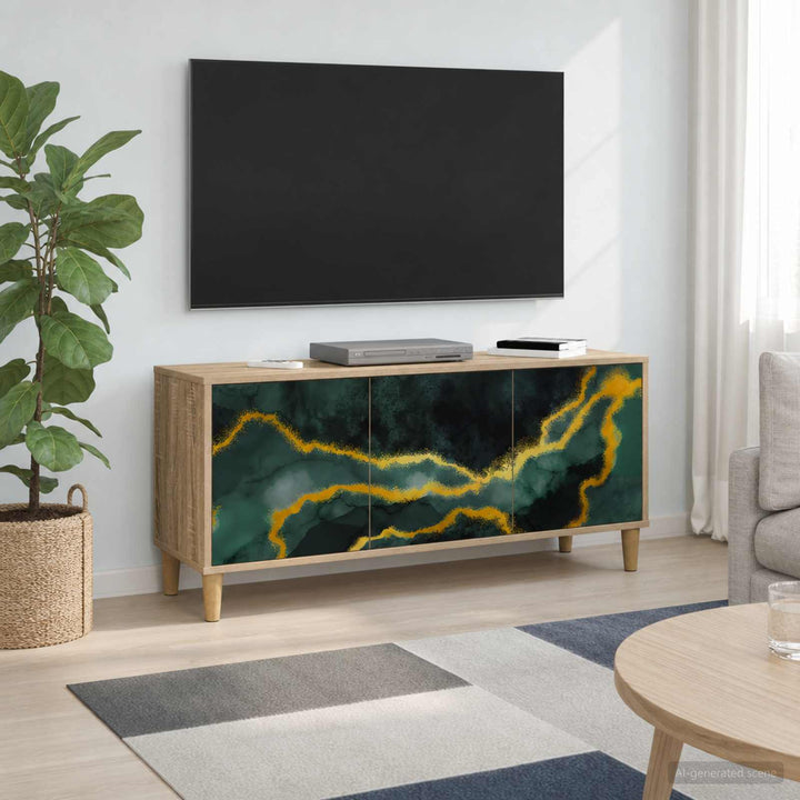 TV-skab WIJHE 102 x 33 x 50 cm Sonoma-eg Konstrueret træ