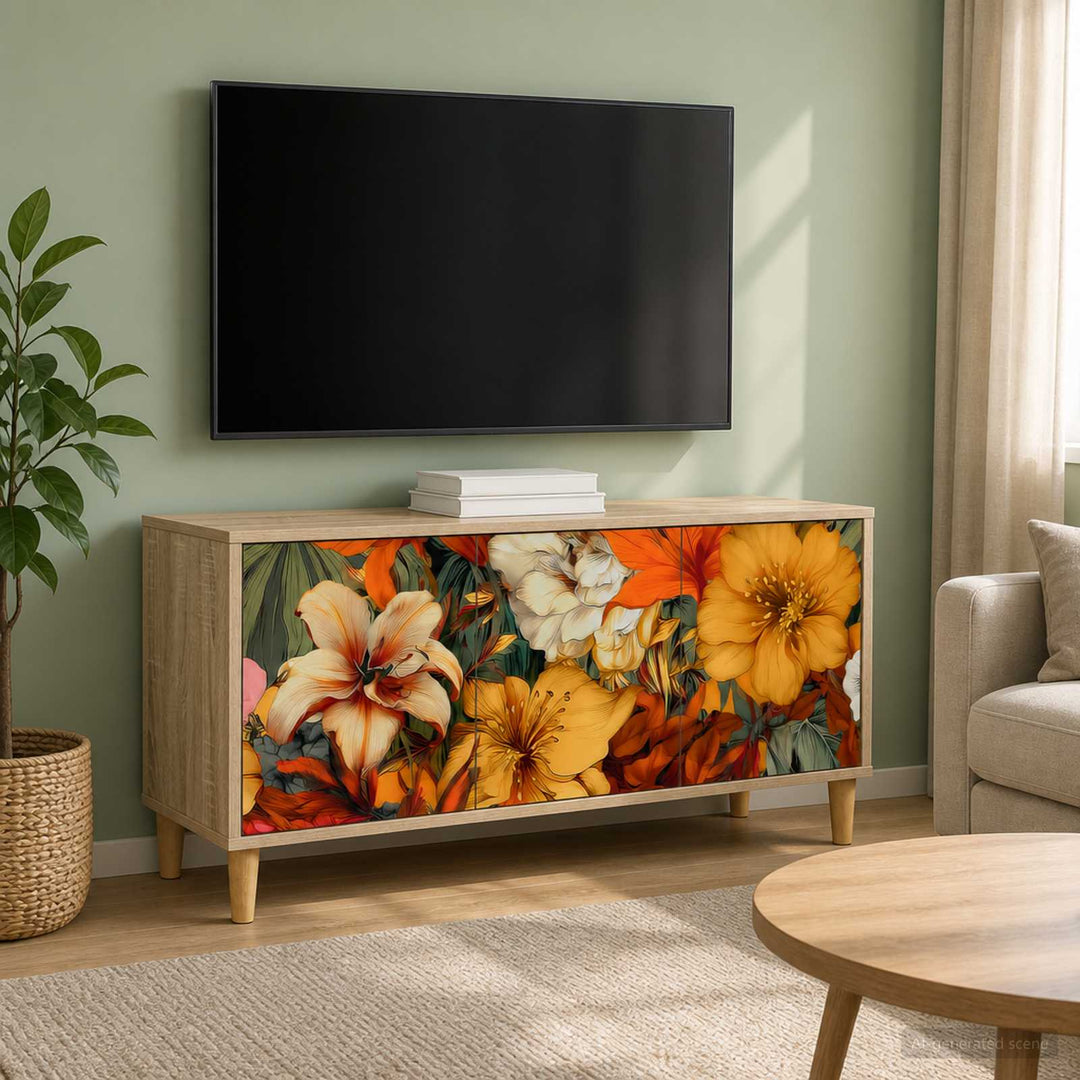TV-skab GENNEP 102 x 33 x 50 cm Sonoma-eg Konstrueret træ