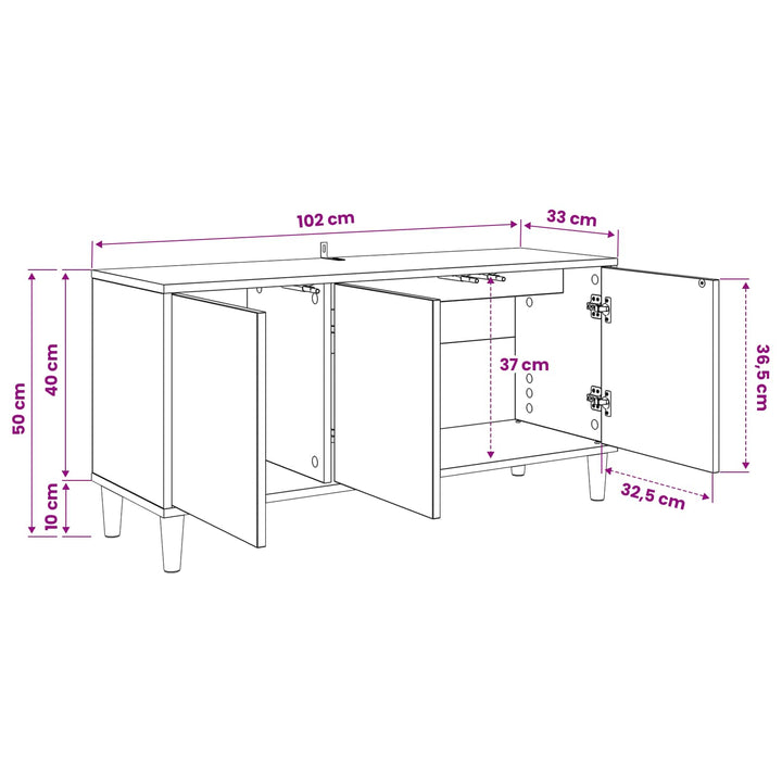 TV-skab KIEL 102 x 33 x 50 cm Sonoma-eg Konstrueret træ