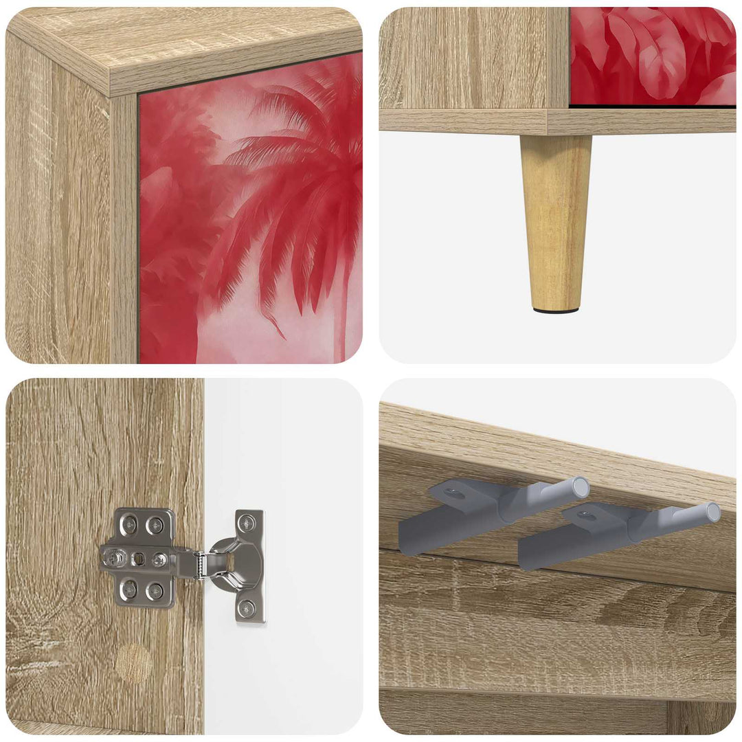 TV-skab AACHEN 102 x 33 x 50 cm Sonoma-eg Konstrueret træ