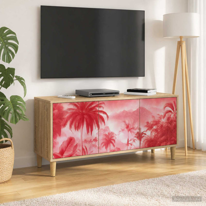 TV-skab AACHEN 102 x 33 x 50 cm Sonoma-eg Konstrueret træ