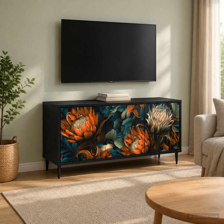TV-skab LOCHEM 102 x 33 x 51 cm Sort eg Konstrueret træ