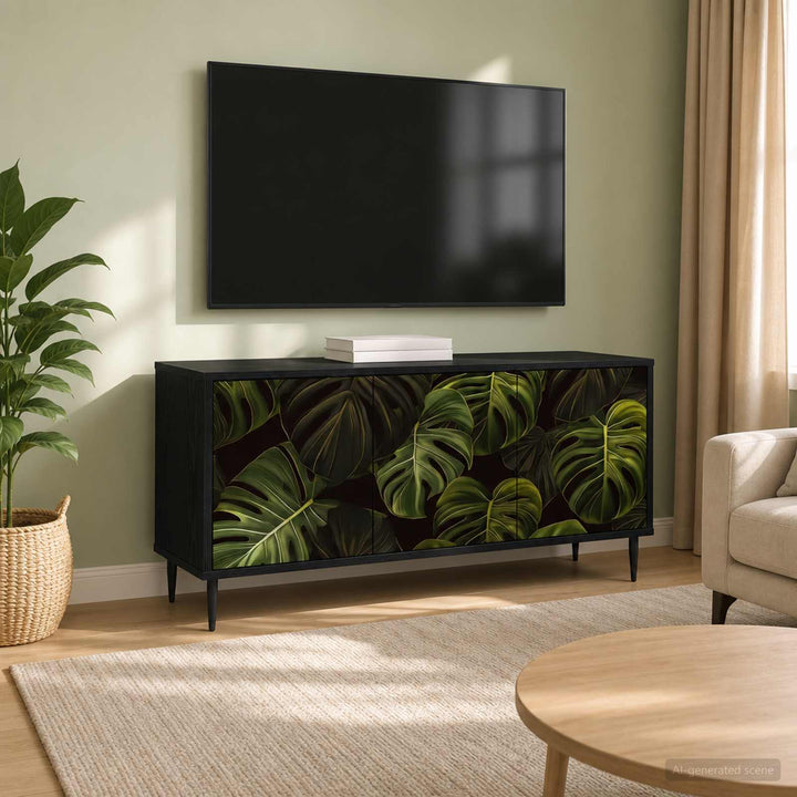 TV-skab ELBURG 102 x 33 x 51 cm Sort eg Konstrueret træ