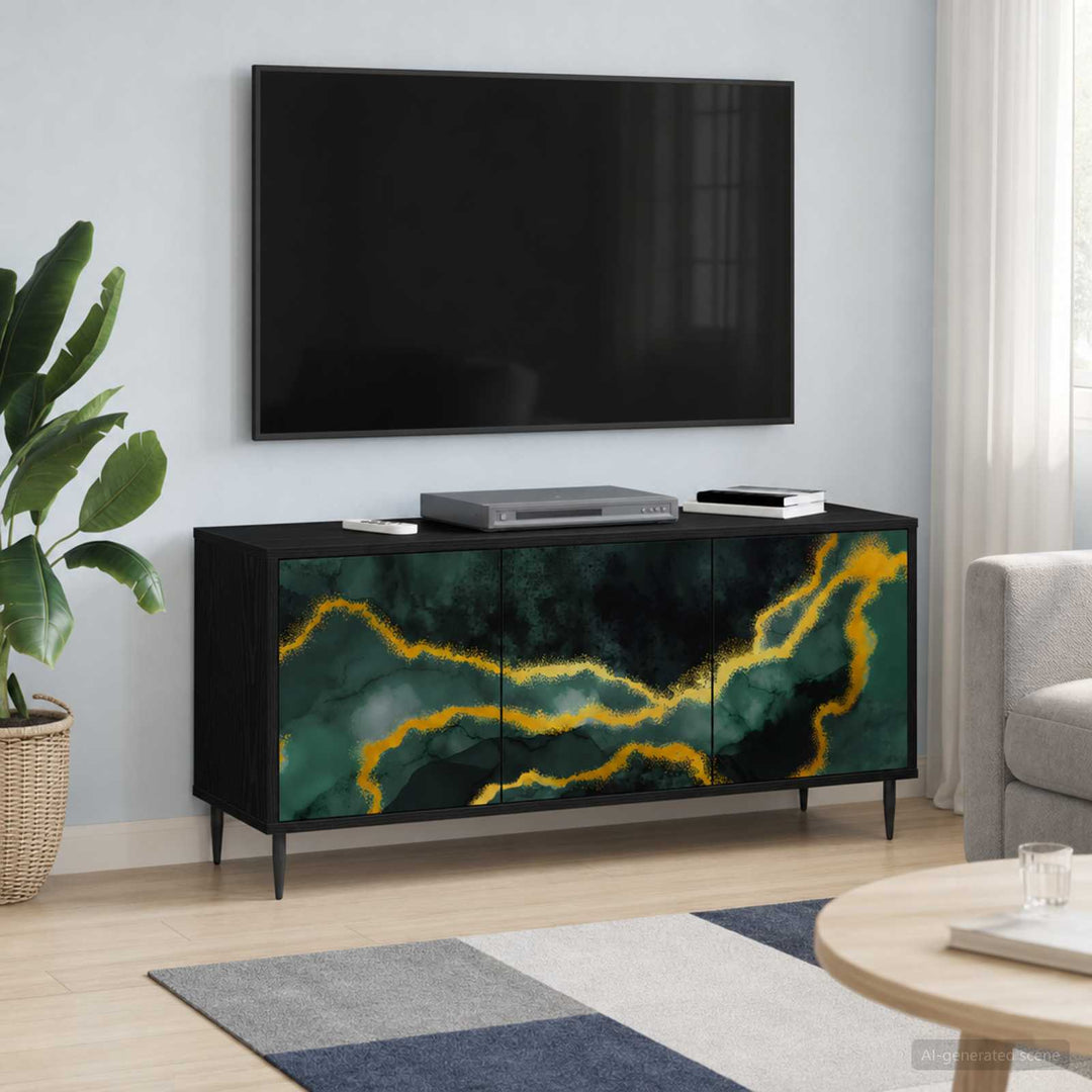 TV-skab WIJHE 102 x 33 x 51 cm Sort eg Konstrueret træ