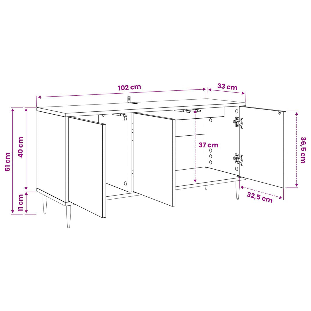 TV-skab DOKKUM 102 x 33 x 51 cm Sort eg Konstrueret træ