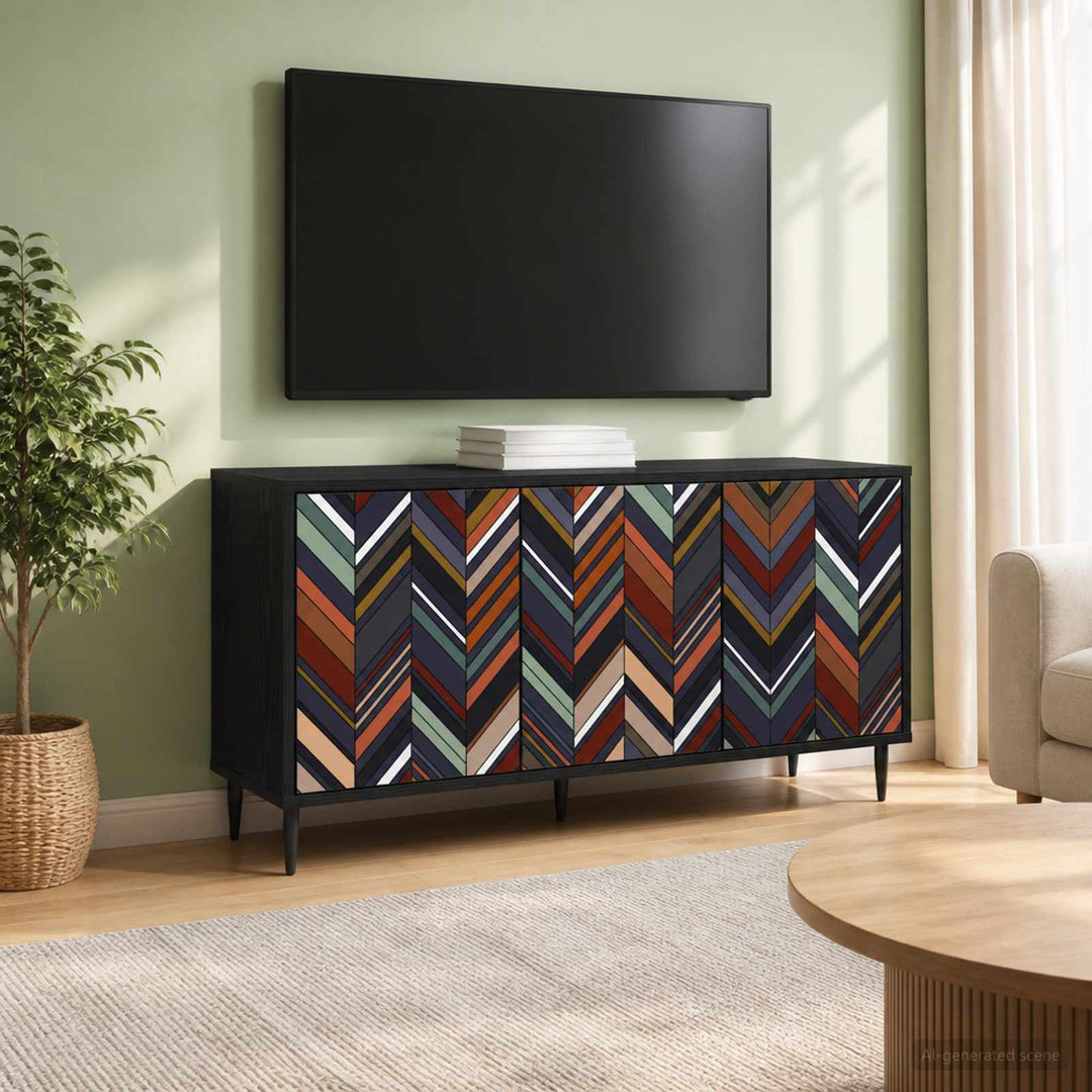 TV-skab OMMEN 102 x 33 x 51 cm Sort eg Konstrueret træ