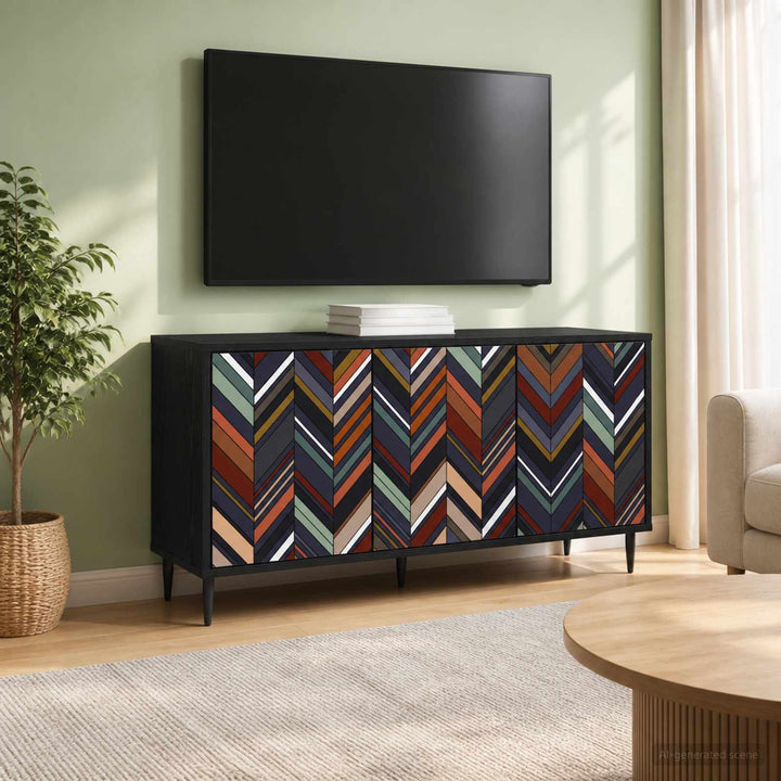 TV-skab OMMEN 102 x 33 x 51 cm Sort eg Konstrueret træ