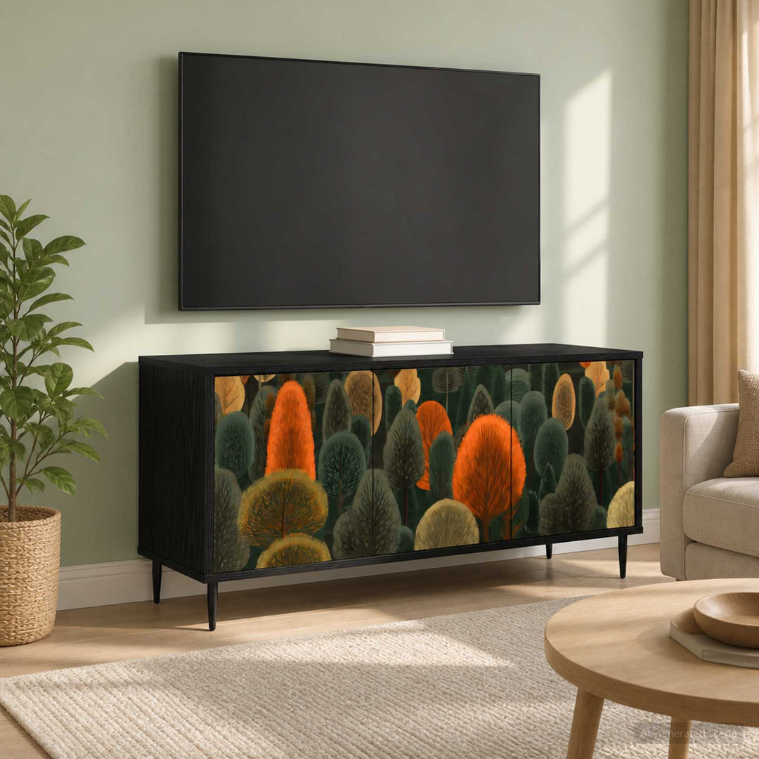 TV-skab ZAANDAM 102 x 33 x 51 cm Sort eg Konstrueret træ