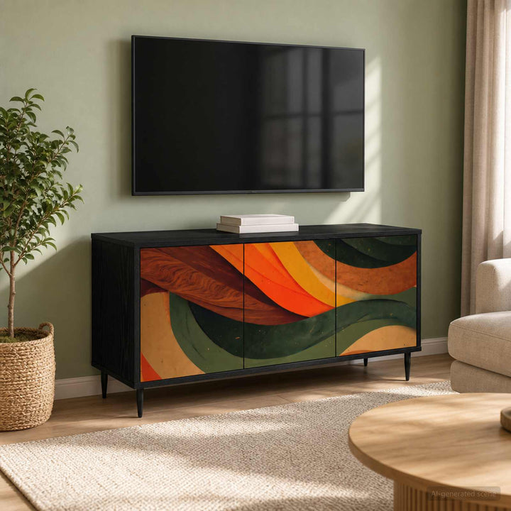 TV-skab BONN 102 x 33 x 51 cm Sort eg Konstrueret træ