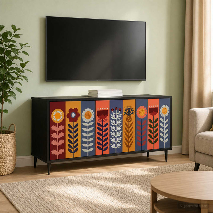 TV-skab ESSEN 102 x 33 x 51 cm Sort eg Konstrueret træ