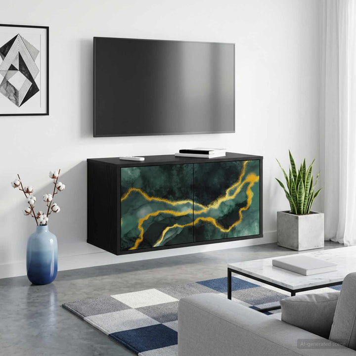 Væghængt TV Skab WIJHE 69 x 33 x 40 cm Sort eg Konstrueret træ