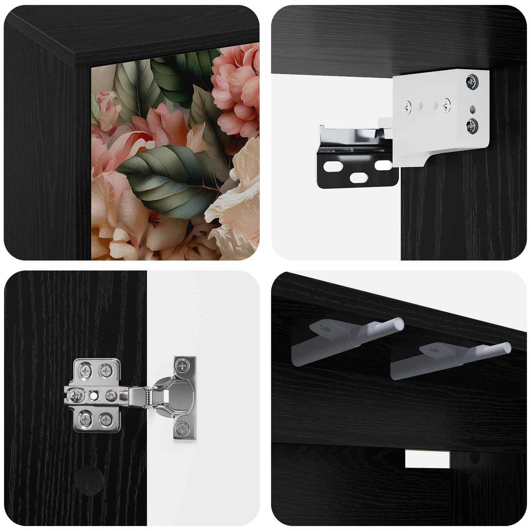Væghængt TV Skab BORNE 69 x 33 x 40 cm Sort eg Konstrueret træ