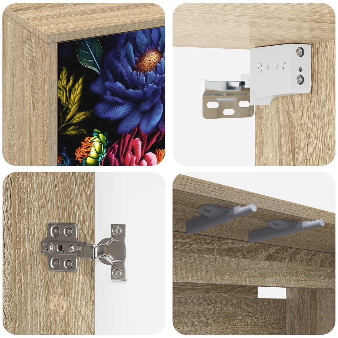 Væghængt TV Skab KIEL 69 x 33 x 40 cm Sonoma-eg Konstrueret træ