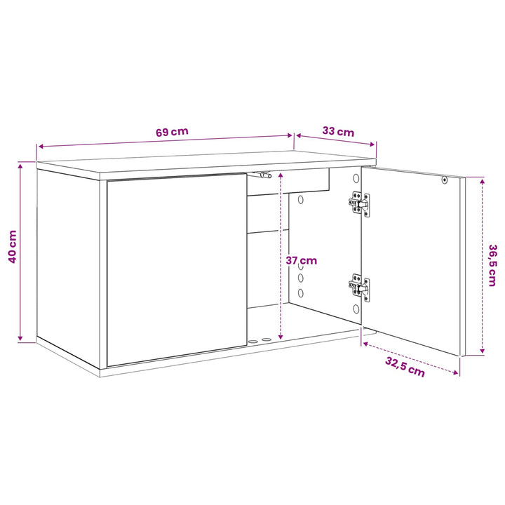 Væghængt TV Skab BREMEN 69 x 33 x 40 cm Sort eg Konstrueret træ