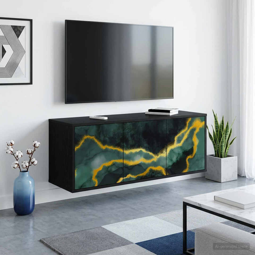 Væghængt TV Skab WIJHE 102 x 33 x 40 cm Sort eg Konstrueret træ