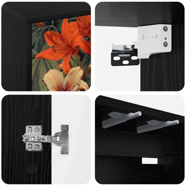 Væghængt TV Skab GENNEP 102 x 33 x 40 cm Sort eg