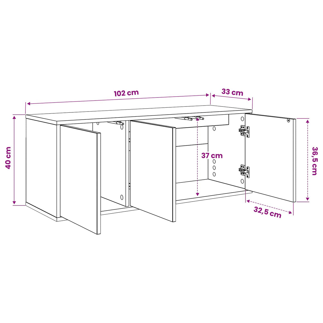 Væghængt TV Skab GENNEP 102 x 33 x 40 cm Sort eg