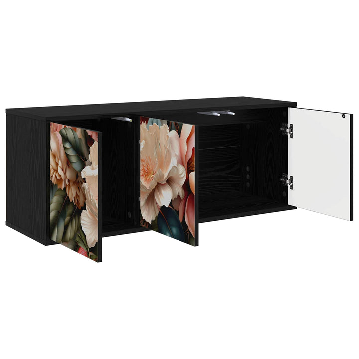 Væghængt TV Skab BORNE 102 x 33 x 40 cm Sort eg Konstrueret træ